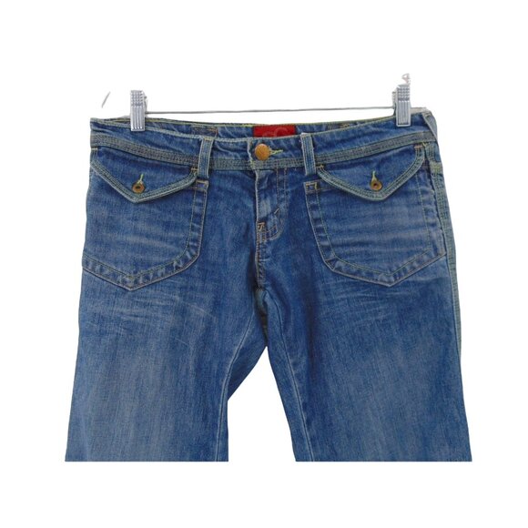 Levis Buckle Back Low Rise Boot Cut Retro Jeans Size 11 Flap Sun Set Button 731L - Picture 2 of 14